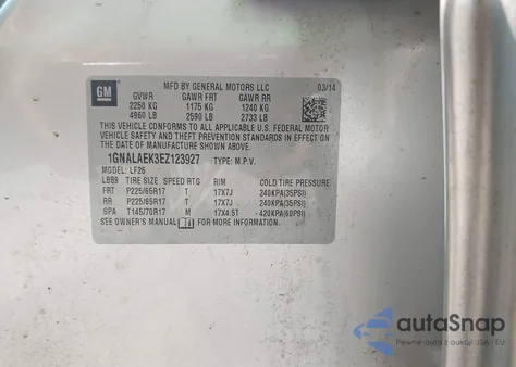 2014 Chevrolet Equinox Ls from USA, damaged, VIN 1GNALAEK3EZ123927